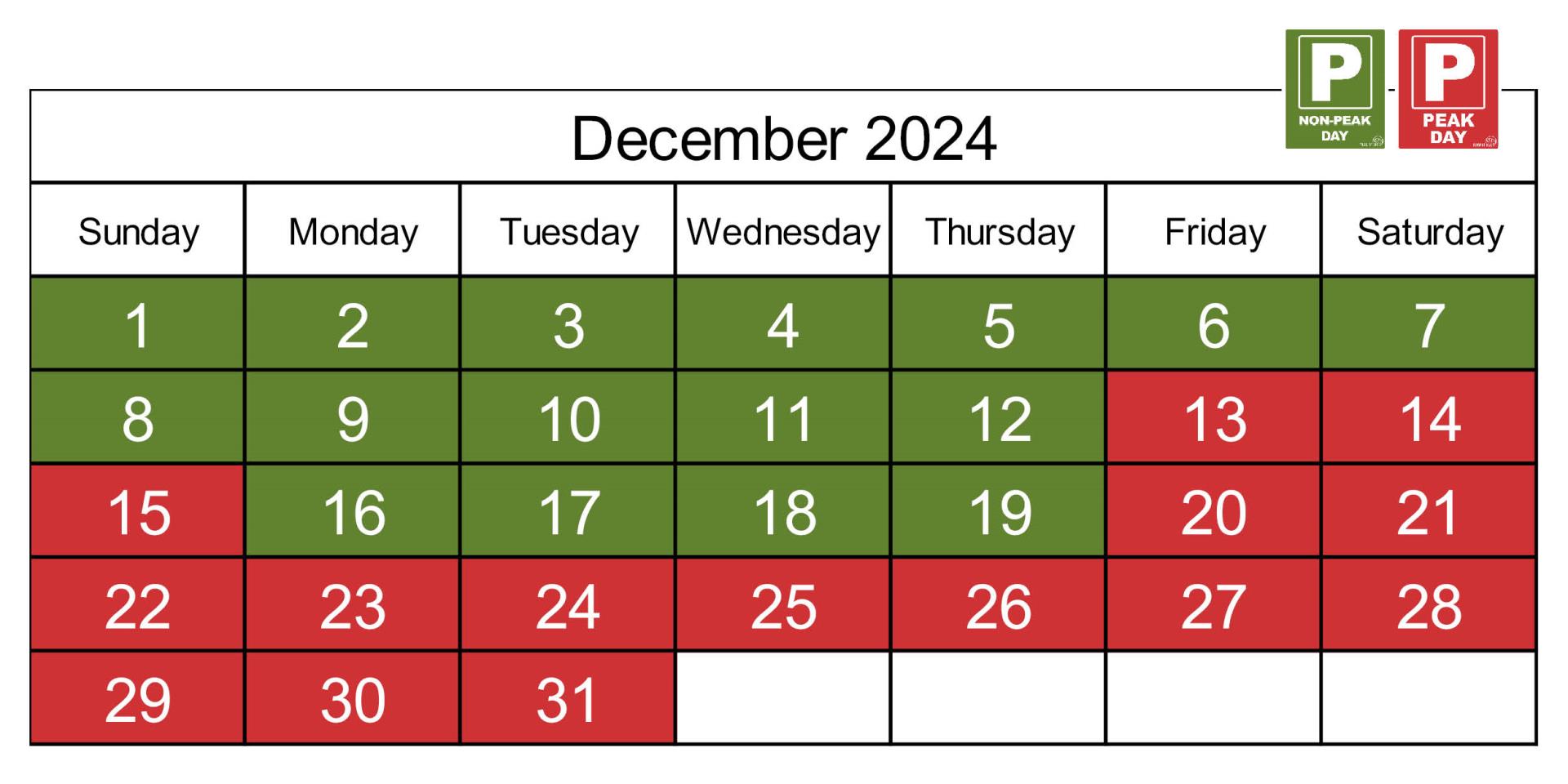 Parking Calendar 2024_25 December Months2